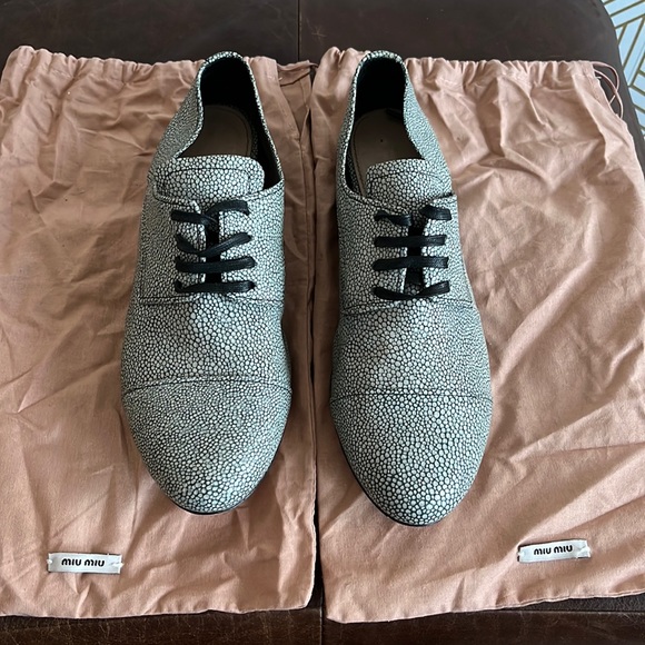 MiuMiu Lace-Up Oxford Shoes Size 37.5 - Picture 1 of 5